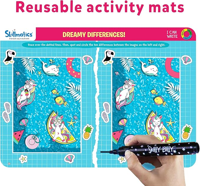 Skillmatics I Can Write Unicorns - Reusable Preschool Learning Activities, Educational Toy and Game, Back to School Supplies, Gifts for Students, Kids, Toddlers Ages 3, 4, 5, 6