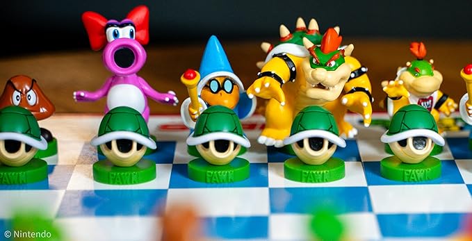 Super Mario Chess Set | 32 Custom Sculpt Chess Pieces Including Iconic Characters - Mario, Luigi, Peach, Toad, Bowser | Super Mario Themed Chess Game