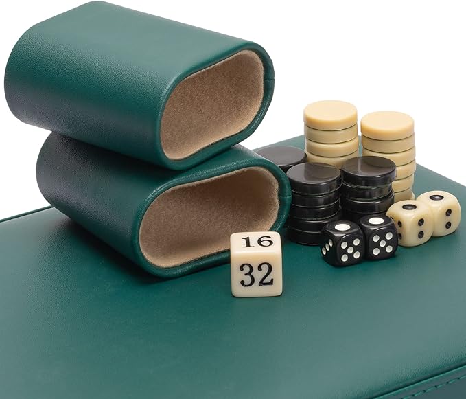 Yellow Mountain Imports Travel Size Backgammon Mini Game Set, Izmir - Magnetic Checkers and 9-inch Board in Sleek Leatherette Case - Classic Strategy Board Game