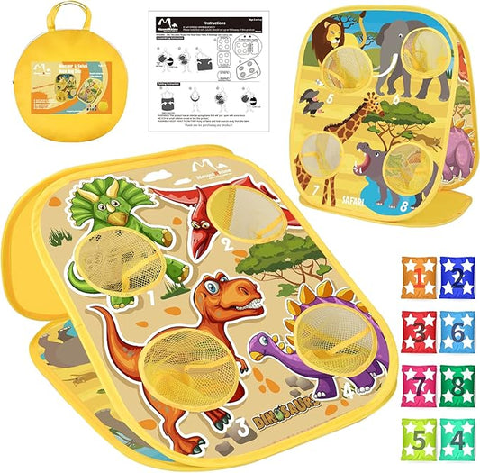 Bean Bag Toss Game - Double Sided Kids & Adults Cornhole Board, 8 Colorful Beanbags, Collapsible Indoor Outdoor Games for Family Fun