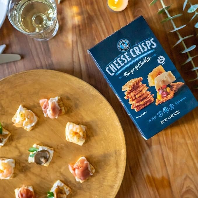 John Wm. Macy - Asiago & Cheddar CheeseCrisps - Hand Crafted, Non GMO, and Nothing Artificial - Made with Real Cheese - 4.5 oz. Cartons - 3 Pack