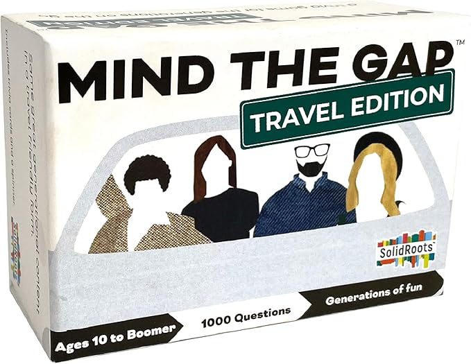 Spin Master Games, SolidRoots Mind The Gap Travel Edition, A Trivia Game for All Generations, Road Trip Fun on The Go, 2-12 Players, for Ages 10 & Up