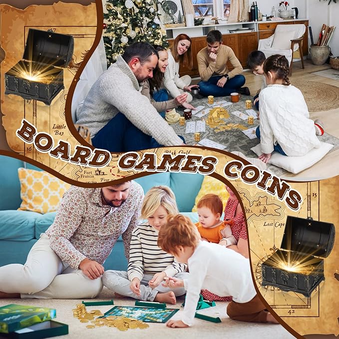 Hanaive 100 Pcs Metal Pirate Coins Bulk Gold Fake Coins Spanish Doubloon Tokens for Kids Board Games Pirate Party Cosplay(Irregular)