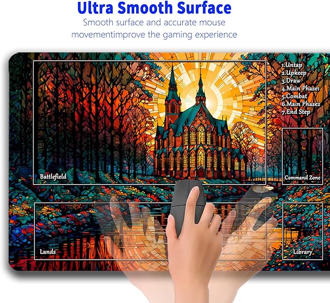 MTG Playmat, Game Play Mat for MTG TCG 24 x 14 inches Trading Card Inked Game Playmats with Storage Bag Smooth Rubber Surface Battle Game