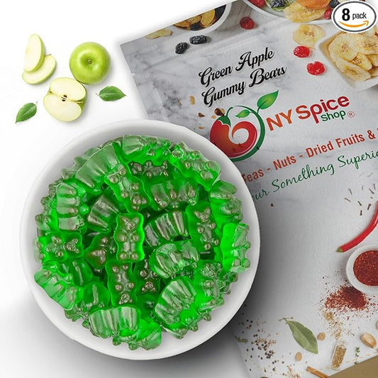 NY Spice Shop Green Apple Gummy Bears Bulk - 8 Ounce Gummies Bears Candy - Gummies Fruit Snacks - Chewy Candy - Flavor Gummy Candies - Gummi Bear Gift For All Occasions
