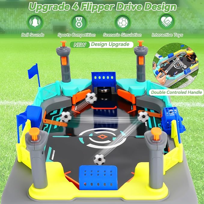 COUOMOXA Tabletop Soccer Game for Kids: Mini Football Board Toys for 3 4 5 6 7 8 9 10 11 12 Years Old Boys & Girls - Interactive Sports Ball Gift - Birthday Present for Fun Ages 3+