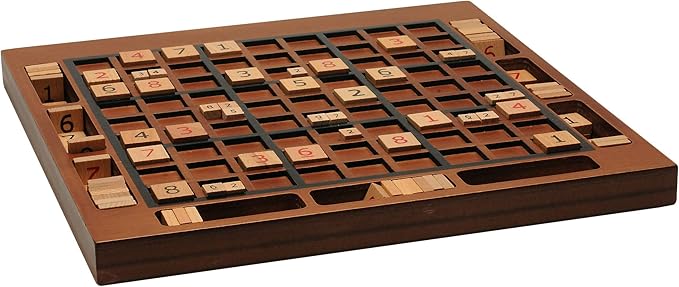 WE Games Wooden Sudoku Board with Storage Slots in Medium Stain - 11.5 in.