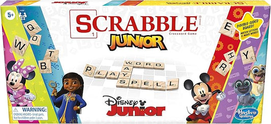 Hasbro Gaming Scrabble Junior: Disney Junior Edition Board Game for Kids | Double -Sided Game Board | Matching Word Game | Back to School Gifts | Ages 5+ (Amazon Exclusive)