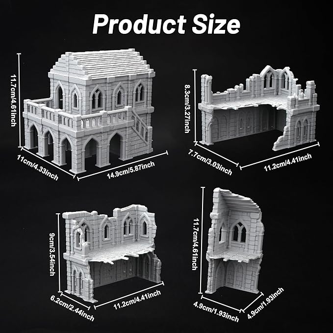 AUSPDICE AF686 Town Buildings RPG Terrain Set for DND Accessories, TTRPG Buildings, Table Maps Characters and Dungeons and Dragons Scenario Pieces