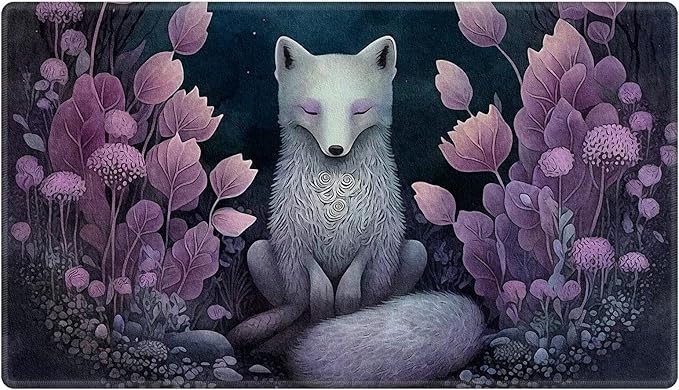 Playmat - 24" x 14" Game Mats for MTG/TCG Cards, Stitched Commander Deck Gaming Desk Mat, Fox Floral