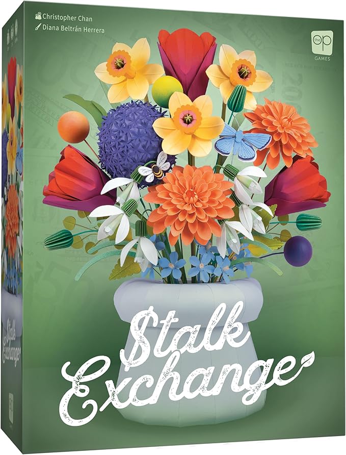 Stalk Exchange Board Game, Beautiful Flower and Gardening Themed Strategy Game, Fast, Fun, Economic, and Competitive, Ages 10+, 2-5 Players, 45+ Min Play Time, Game Design by Christopher Chan