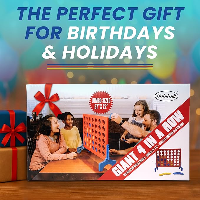 Bolaball 4 in a Row Tabletop Game – 1.8 Ft 4 to Score Game for Kids & Adults, Indoor/Outdoor Family Yard, Portable Party for Home, Picnic & Travel, Plastic Version.