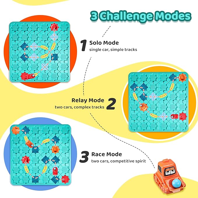 Stem Toys Board Games for Kids Ages 4-8 Montessori Building 3 4 5 Year Old Smart BrainTeasers Puzzle (Logical Road Builder)