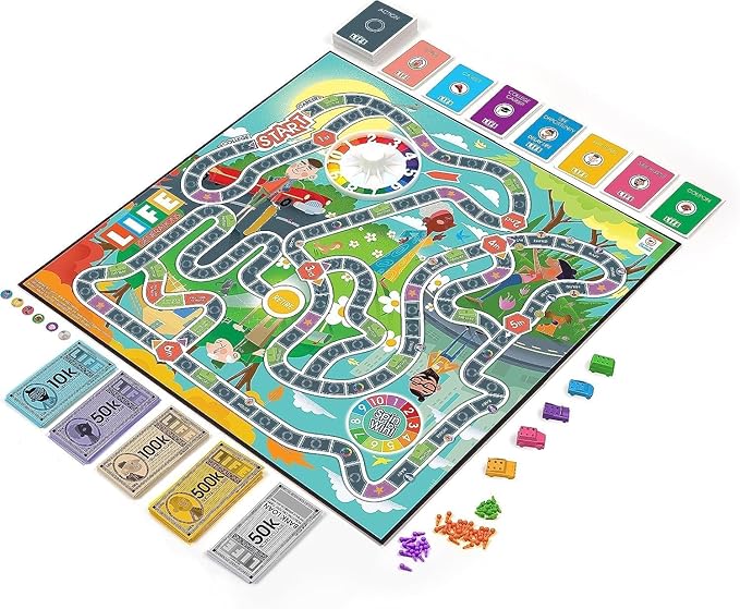 Joy for All The Game of Life Generations - Board Games for Seniors - New Generational Spaces - Big Easy to Read Action Cards for Older Adults with Low Vision - Memory Game Log - Activity for Elderly