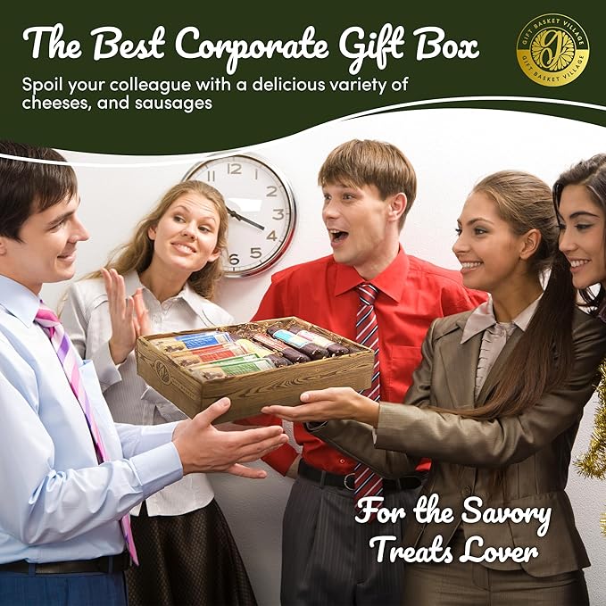 Gift Basket Village Cheese And Sausage Gift for Retirement - Gourmet Gift Baskets for Adults, Summer Sausage, Swiss Cheese, Salami, Cheddar, & Specialty Food Gifts, Ideal for Corporate & Company Event