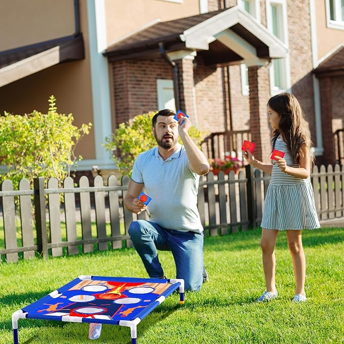 Hungdao 61 Pcs Toss Game Toys Set Bean Bag Carnival Games Ring Toss Game Dart Board Corn Hole Games with Sticky Balls Rings Medal Party Toys for Boys Girls Gifts Outdoor Indoor