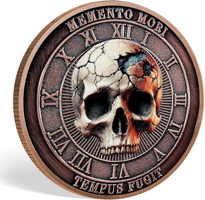 Memento Mori Coin Momento Mori Coin Skull Coin Stoic Gifts Memento Mori Calendar Living Memento Mori Amor Fati Coin (Time Disc Skeleton)