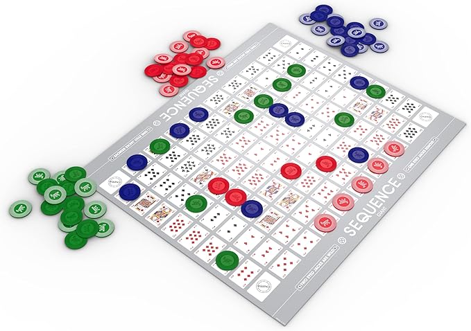 Jax Giant (aka Jumbo) SEQUENCE Game - Tube Edition with Cushioned Mat (27" x 32") Cards and Chips, Package Colors May Vary.