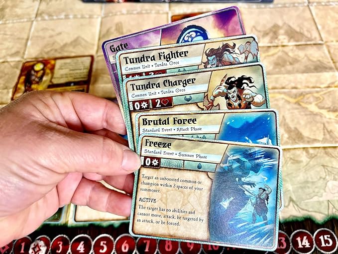 Summoner Wars Second Edition Starter Set – Phoenix Elves vs. Tundra Orcs – Tactical Dueling Card Game for 2 Players, Ages 9+ – Includes 68 Cards, Custom Dice, Battle Mat & Rulebook