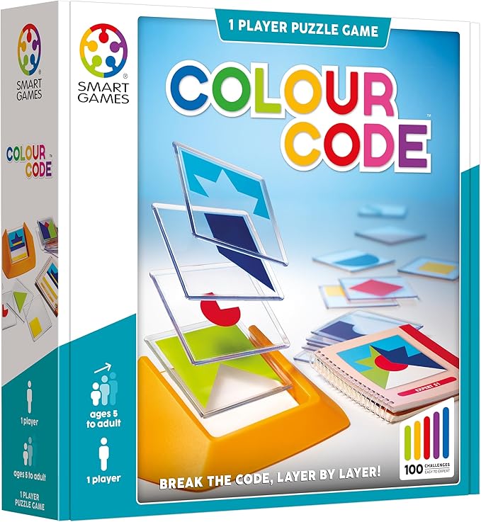 SmartGames Color Code Cognitive Skill-Building Puzzle Game Featuring 100 Challenges for Ages 5 - Adult
