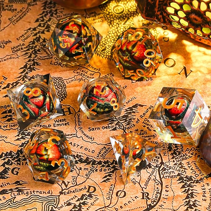 Polyhedral D&D Dice Set, DND Eyeball Dice for Dungeons and Dragons Role Playing Table Games