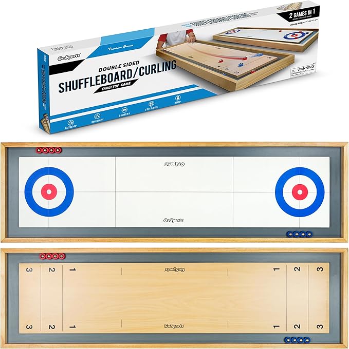 GoSports Shuffleboard and Curling 2 in 1 Tabletop Board Game