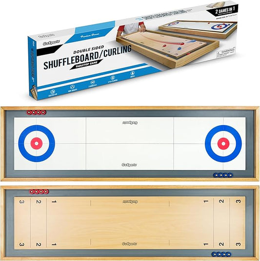 GoSports Shuffleboard and Curling 2 in 1 Tabletop Board Game