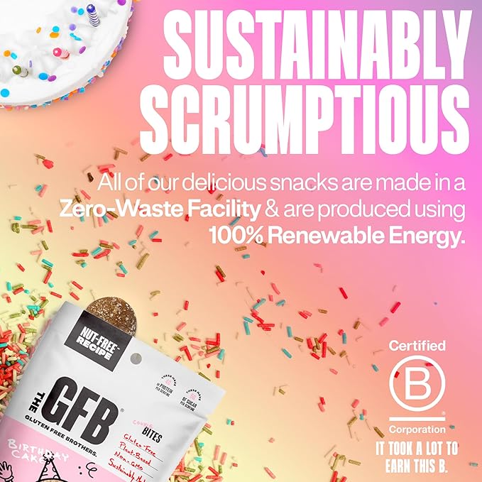 The GFB Birthday Cake Cookie Protein Bites - Allergen Friendly & Nut Free - Gluten Free, Plant Based, Non GMO, Sustainably Made – Ridiculously Tasty, Healthy, Protein Energy Balls, 4 oz (6 Count)