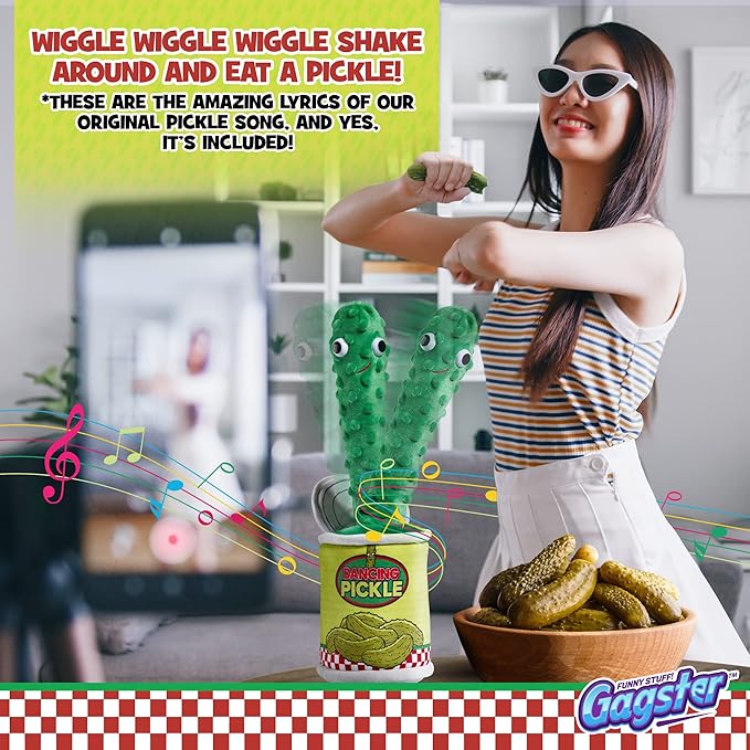 Gagster Dancing Pickle – Sings, Repeats What You Say & Tells Jokes – Hilarious Electronic Yodeling Pickle – Dance, Weird Random Stuff for Anyone Who Loves Funny Gag Gifts