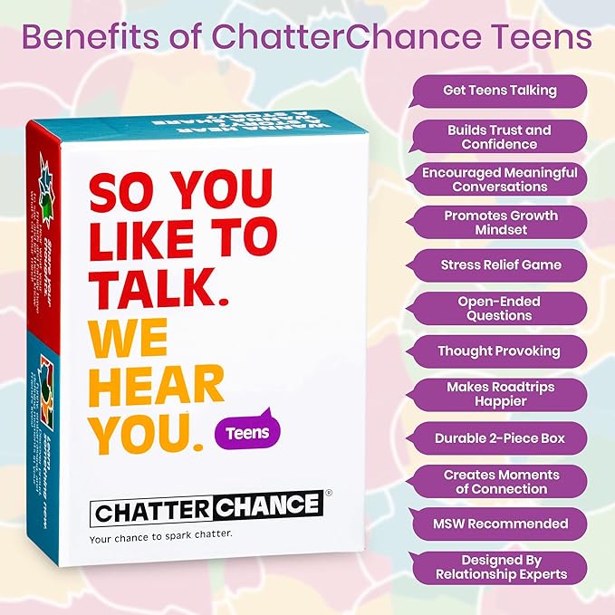 ChatterChance Conversation Starter for Teens | Exciting, Fun Conversation Games with Question Cards That Spark Connection & Understanding | Thought-Provoking Card Games for Teens with 80 Questions