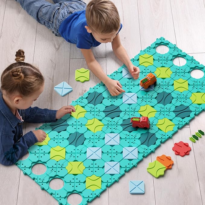 STEM Building Blocks with 200+ Challenges | Sensory Learning Kit for Preschool Classrooms | Creative Road Constructor Games Gift for Ages 3-8 Educational Toys