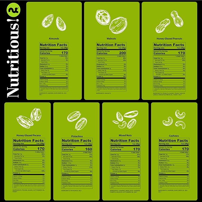 NUT CRAVINGS - Mixed Nuts Gift Basket + Heart Ribbon (7 Assortments) Food Arrangement, Healthy Snack Care Package, Kosher