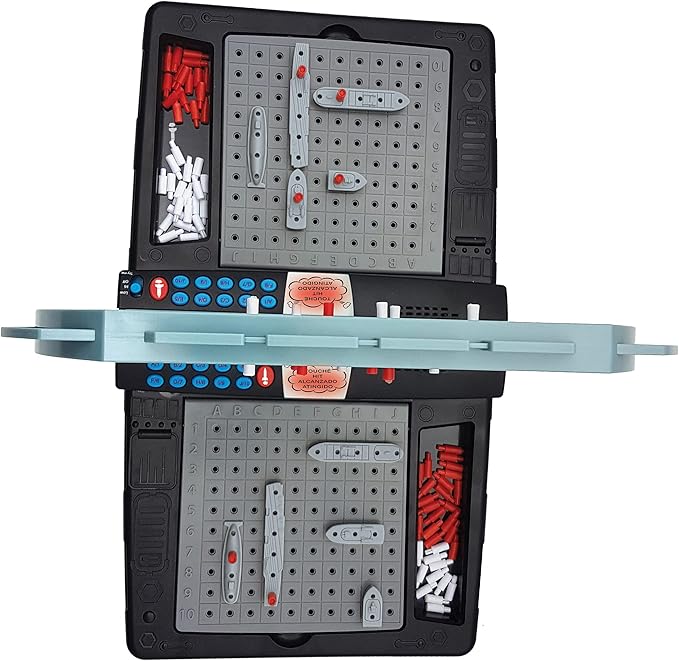 LEXIBOOK Talking Sea Battle (French, English, Spanish, Portuguese), Electronic Board Game 1 or 2 Players, Interactive, Light and Sound Effects, Strategy, Battery Operated, Grey/Black, GT2800US