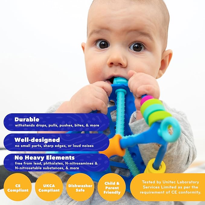 Mobi Wigloo Activity Toy - Sensory Activities for Toddlers and Kids, Teething Toy Made with Food Grade Silicone, BPA and Phthalate Free - Babies 6-12 Months and Up, Pack of 1