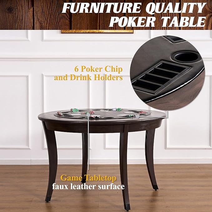 Barrington Poker Multiple Styles Folding Poker Table & Poker Table Top/Dining Table Collection, Durable Padded Rail Tables with Felt Playing Surface, Perfect for Texas Holdem Games