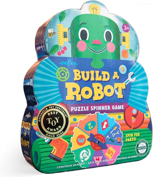 eeBoo: Build a Robot Spinner Game, Combines Simple Numbers with Fun, 2 to 4 Players, 15-30 Minute Play Time, Encourages Imaginative Play, for Ages 3 and up