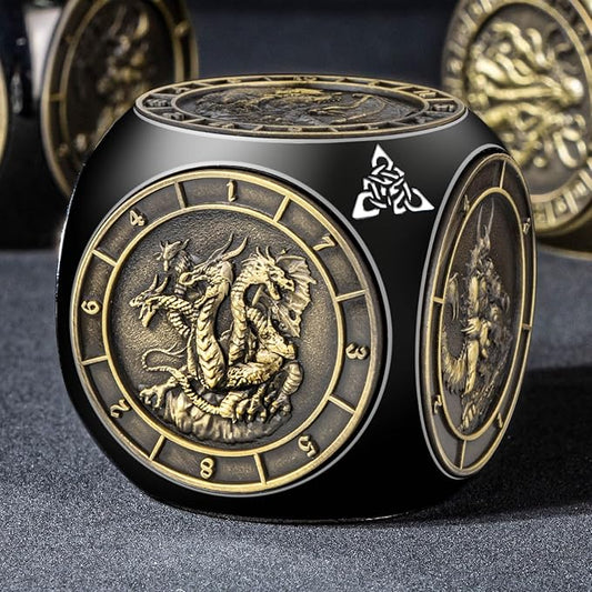 7 in 1 Spinner DND Dice Set D&D, Metal D and D Dice with Gift Box, Dungeons Dragons Role Playing Dice, Black Bronze