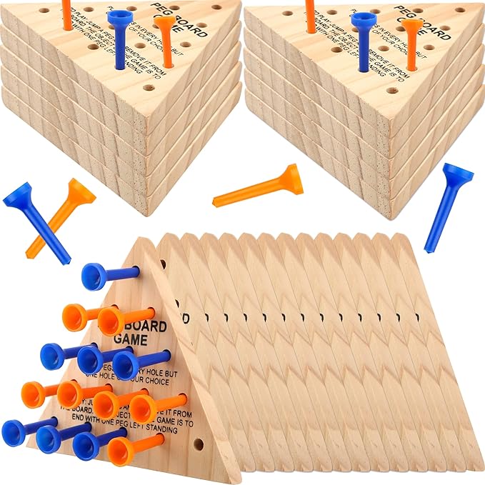 30 Packs Wooden Peg Game - Tricky Triangle Game for Family, Travel, Teens & Adults
