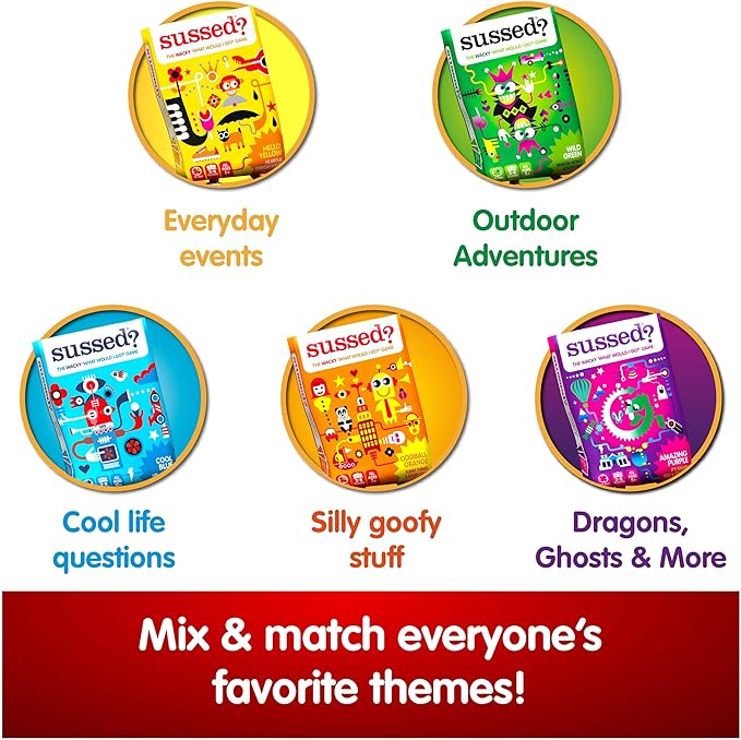 SUSSED The Wacky ‘What Would You Do’ Card Game - Social Fun for Kids - Summer Travel Game - for Road Trip Activities & Family Vacations - Ages 6+ - Yellow Pack