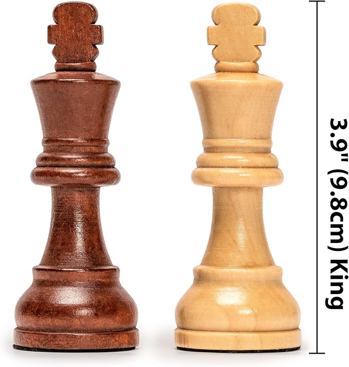 Husaria Staunton Tournament No. 6 Chessmen with 2 Extra Queens and Wooden Box, 3.9-inch Kings