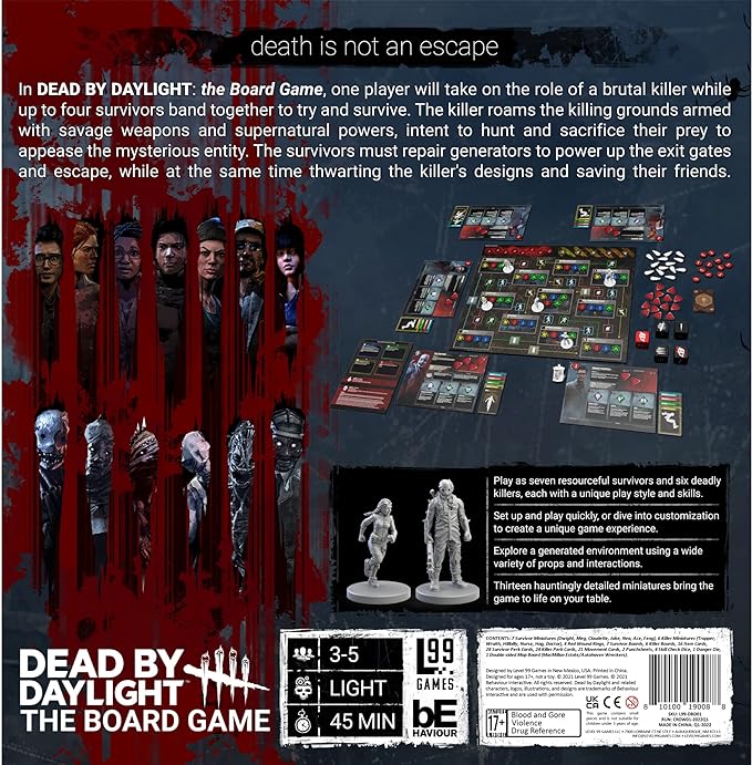 Dead by Daylight The Board Game | Horror Game with Miniatures | Survival Strategy Game for Adults and Teens | Ages 17+ | 3-5 Players | Average Playtime 30-60 Minutes | Made by Level 99 Games