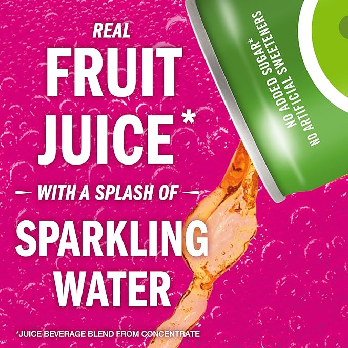 IZZE Sparkling Juice Beverage Blend, Apple, No Sugar Added, 8.4 FL OZ, 24 Cans