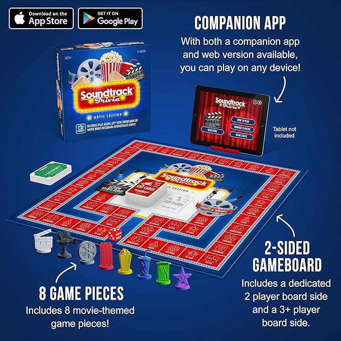 Soundtrack Trivia Movie Game, Name The Movie from a 15 Second Music Clip, Board Game for Family, Adults, Kids Ages 8+, 1 or More Players by Game Night Media