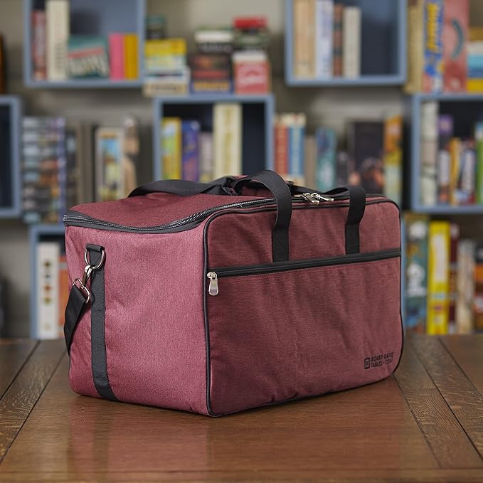 Board Game Bag - [Backpack/Shoulder Strap/Luggage Slip] - Padded Board Game Carrier (Ruby Red)