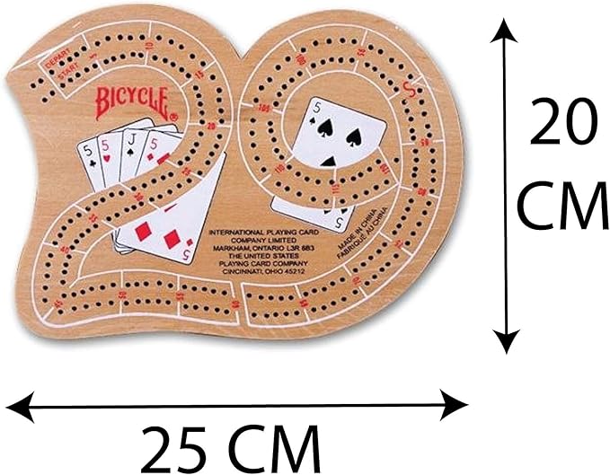 Official Bicycle Cribbage Board Game Set 29 with Bicycle Playing Cards and 9 Premium Metal Crib Pegs