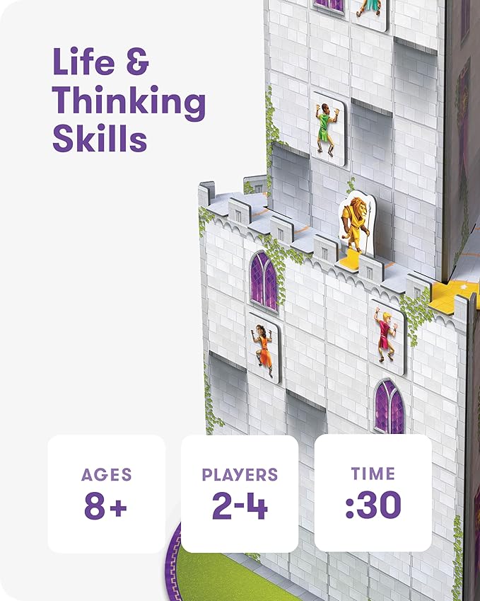 SimplyFun The Climbing Knights - Exciting Castle Climbing Strategy Board Game - Fine Motor Skills - Educational Fun with Magnetic Knights, Guard Pawns, & Premium Components - 2-4 Players, Ages 8 & Up