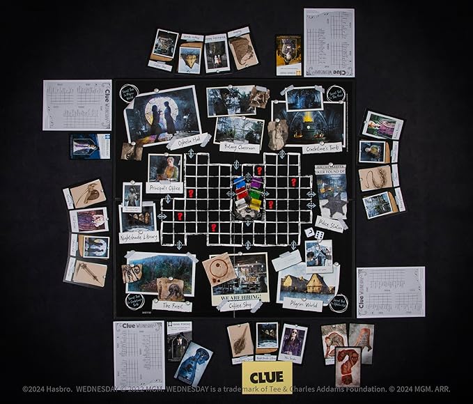 CLUE: Wednesday | Classic Board Game Inspired by The Netflix Original Series | Solve The Mystery at Nevermore Academy with Friends and Family | Officially Licensed Merchandise | 2-6 Players | Ages 8+
