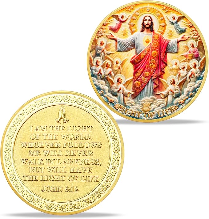 Jesus and Angels Divine Messenger Religious Coin Inspirational Bible Verse Medallion Faith-Based Gifts for Spiritual Encouragement for Men & Women