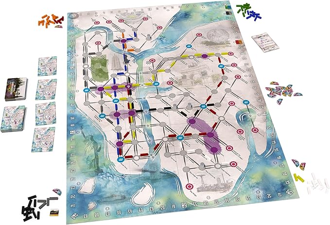 On The Underground: Paris/New York - Train Route Building, Strategy Board Game, 2 City Maps, Family Game, Ages 14+, 2-5 Players, 60 Min