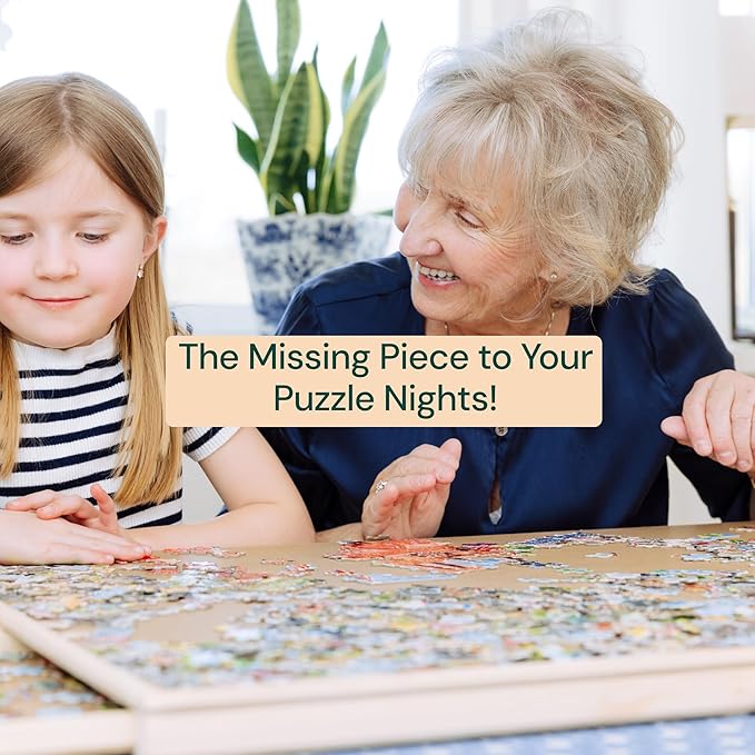 PlayVibe 1500 Piece Rotating Puzzle Board with Drawers and Cover - Sturdy Jigsaw Puzzle Table with 6 Drawers 26" x 35" - Portable Puzzles Boards with Lazy Susan, Wooden, Spinning Puzzles Accessories